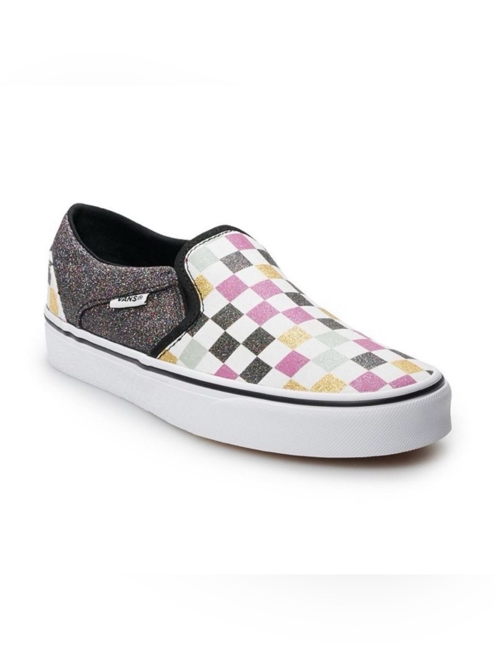 Vans - Asher Checkerboard Glitter Slip-On